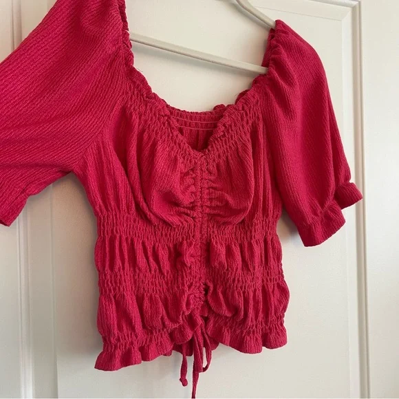 Anthropologie Pilcro Puff-Sleeve Ruched Top - Picture 7 of 8